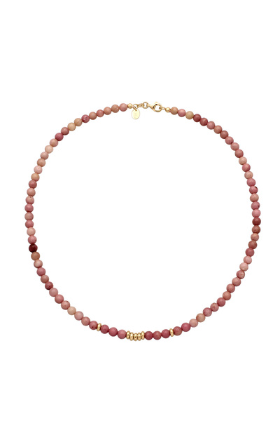 ELLI Náhrdelník s korálky Dámský nylonový řetízek Rodonit Růžový Stříbro 925 Pozlacené 40 cm
