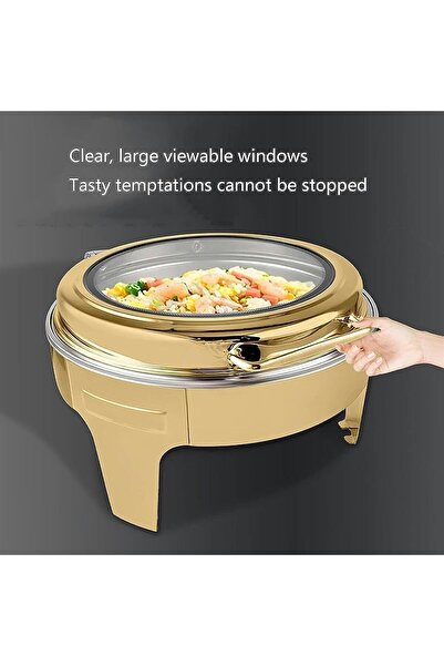 ALMASA 9L Round Glass Hole Hydraulic Buffet Heater, Gold