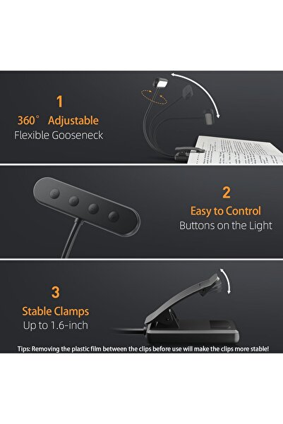 Generic iFalarila Book Light Rechargeable Book Lights for Reading at Night in Bed with 3 Color & 10 Brightne