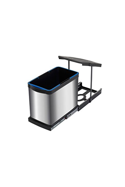 Pyramith 24 Liter Anthracite Telescopic Rail Stainless Steel Trash Can (P-9454)