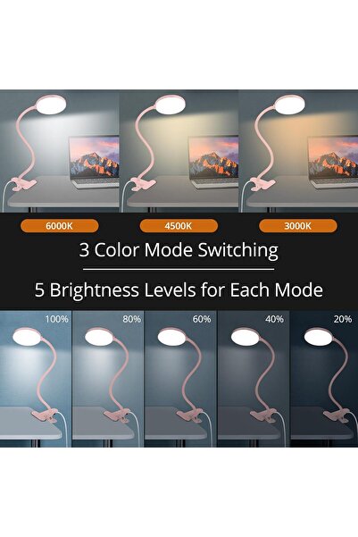 Generic iFalarila Reading Light with Remote, LED Desk Lamp Clip on [1H Timer & Nightlight] - Pink (Adapter I