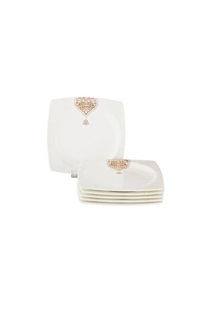 ORIAN 6-piece square porcelain decorated dessert, fruit and breakfast plate set