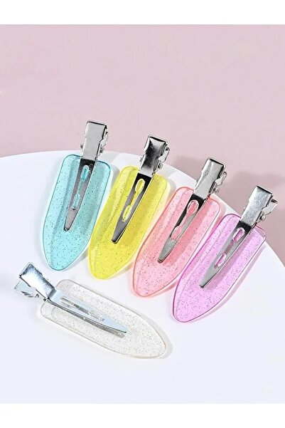 leo butik مجموعة مشابك شعر نسائية مكونة من 5 قطع ملونة لا تترك أثرًا باللون ا...