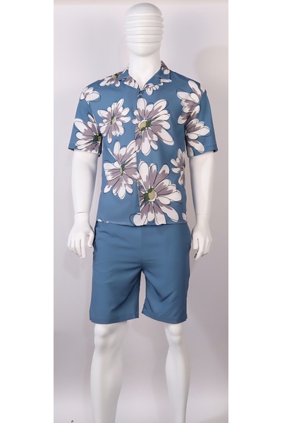 Red Planet Oversized Men’s Shorts Set with Modern Print