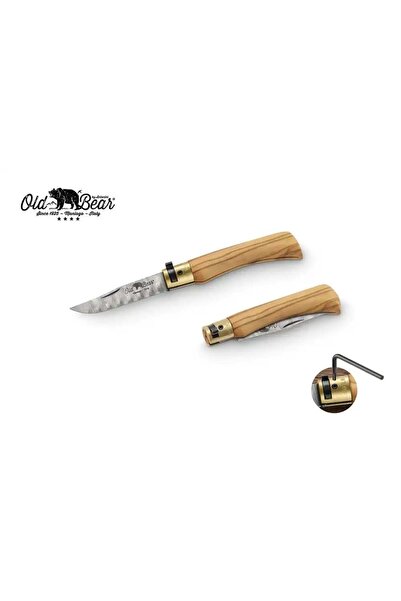 Old Bear Antonini 8cm Zeytin Ağacı Saplı Damascus Çakı
