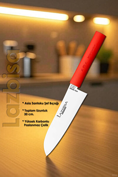 LAZBİSA Asia Serisi Mutfak Bıçak Santoku Şef Bıçağı Et Ekmek Sebze Salata Şef...