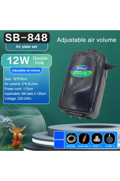 Choice5 مجموعة لوحة الهواء SB848، مضخة هواء أكسجين صامتة لحوض السمك من SOBO، ...