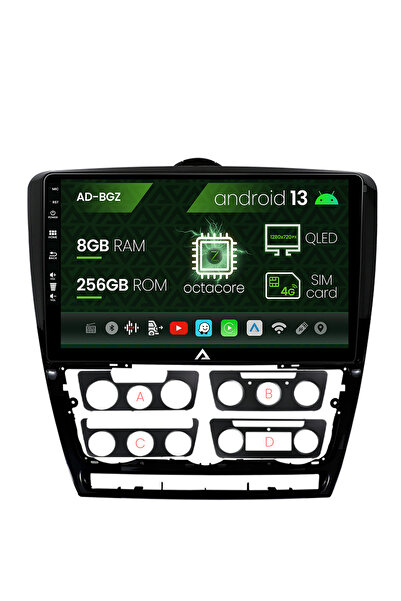 AutoDrop Navigatie Skoda Octavia 2, Android 13, Z-Octacore / 8GB RAM + 256GB ...