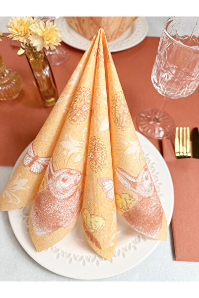 Mank Șervețele festive Linclass - Peter (Iepuraș, fundal portocaliu pastel) / 40 x 40 cm / 50 buc