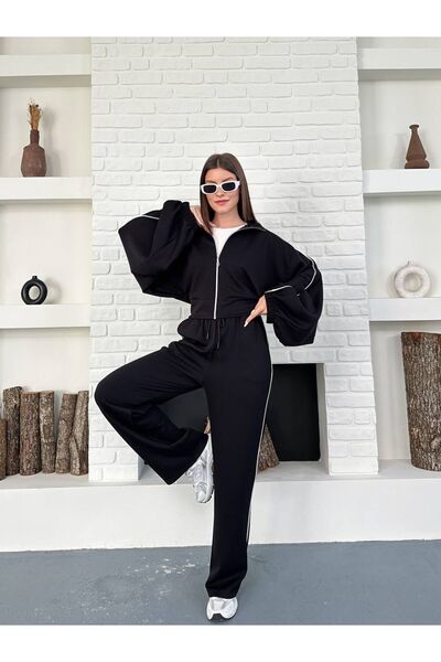 b buhari bykoc Stripe Detailed Parachute Sleeve Tracksuit Set