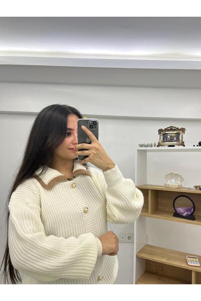 Sena Soft Textured Button Detailed Knitwear Sweater