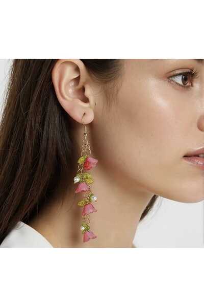 Haze SALLANTILI KIRMIZI ÇİÇEK KÜPE