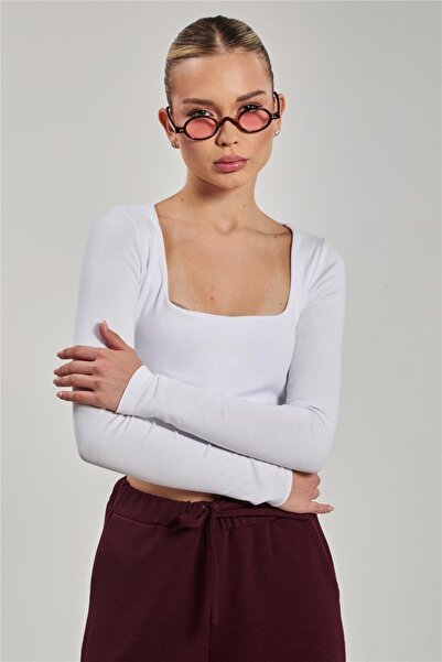 BARRELS AND OIL Women's Square Neck Bodysuit - White