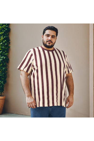 Maxim Plus Size Striped Crew Neck T-shirt