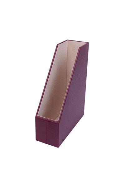 Makroofis Leather Covered Office Magazine Rack |   Stylish and Decorative Magazine Holder – Desk Organizer