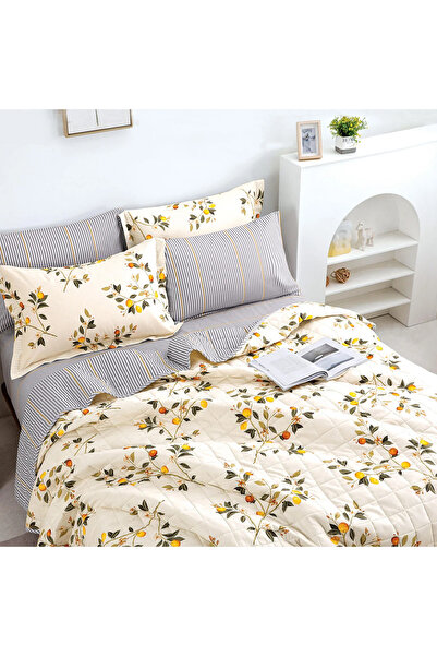 Alhabib bedding Summerland Summer Light Double Bedspread Floral Print Cream 6 Pieces