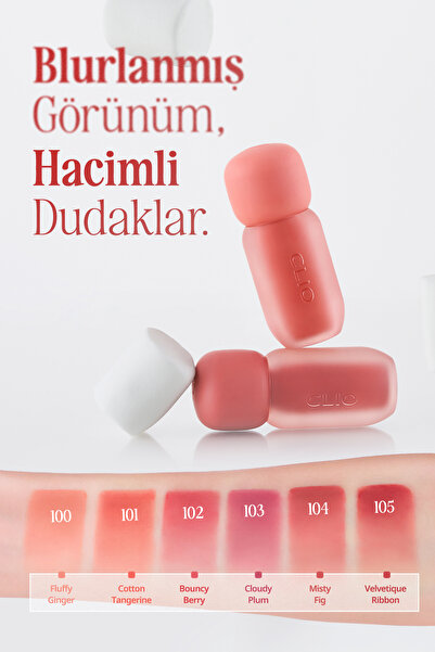 CLIO Blur Efekti Veren, Kadife Bitişli, Dolgunlaştırıcı Tint Volumate Blur Tint 102 Bouncy Berry