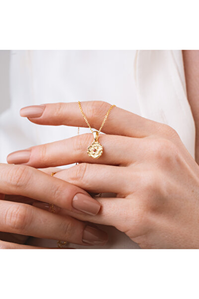 sorti takı aksesuar 925 Ayar Gümüş Karanfil Çiçeği Ocak Ayı Minimal Doğum Taş...