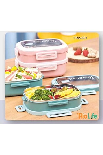 Limmy 2-Layer Compartmented Stainless Steel Storage Container Leak-Proof Lunch Box 1650 ml - Green/Yellow