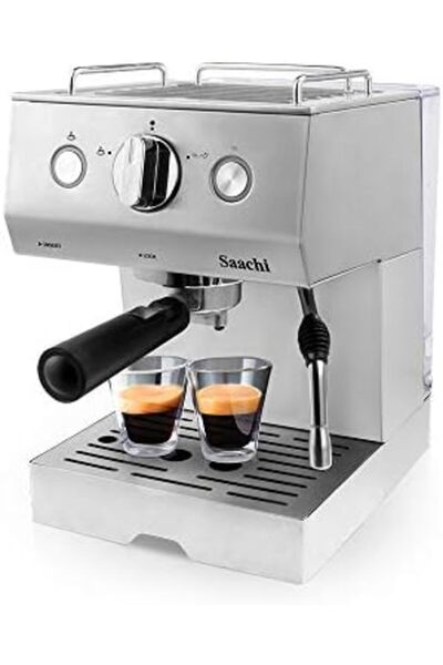 SAACHİ Coffee Maker with Automatic Steam Pressure Pump 15 Bar, Silver, Two-Year Minimum Warranty