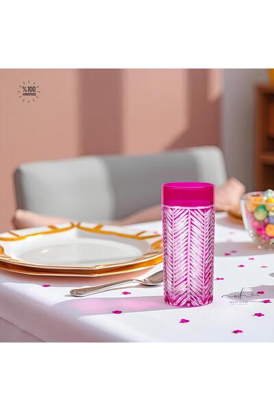 AKDEN STORE Colorful 6-Piece Crystal Decor Water Glass, Soft Drink Glass