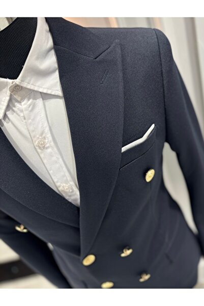 SABRİ ZENGİN Erkek Kruvaze Slim Fit Takım Elbise