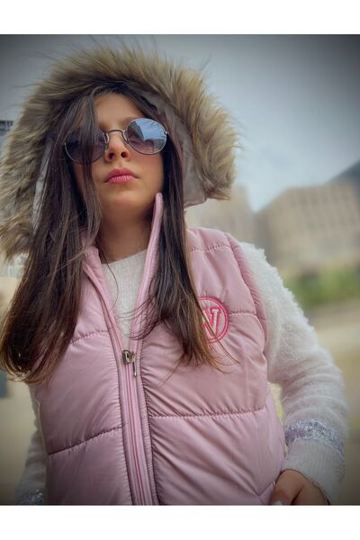 WENA KİDS Girl's Furry Hooded Puffer Vest