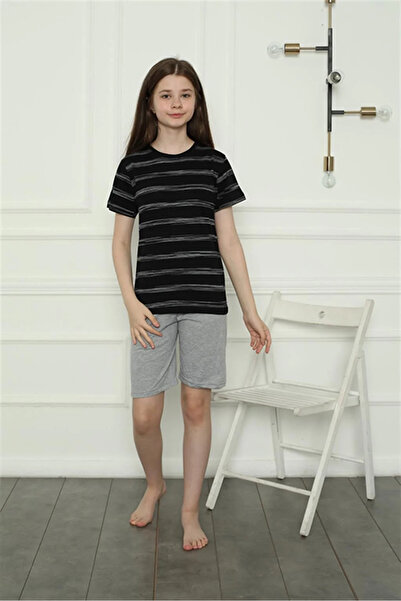 Beruflic طقم بيجامة بناتي من القطن الممشط مع شورت باللون الأسود