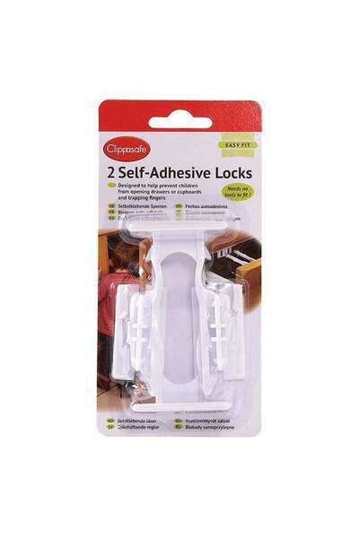 Clippasafe 2-Piece Self-Adhesive Cupboard And Drawer Lock Set
