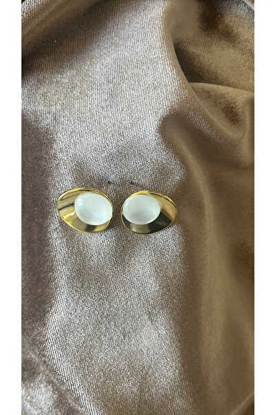 stainles steel Taş Detaylı Altın Renk Paslanmaz Çelik kadın küpe