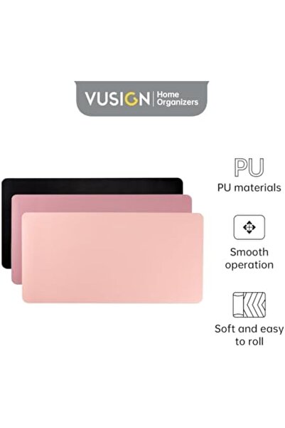 Deli Leather Mouse Pad, Large Desk Mat 70x35cm, Waterproof and Stain-Resistant (Black, Dual-Side)