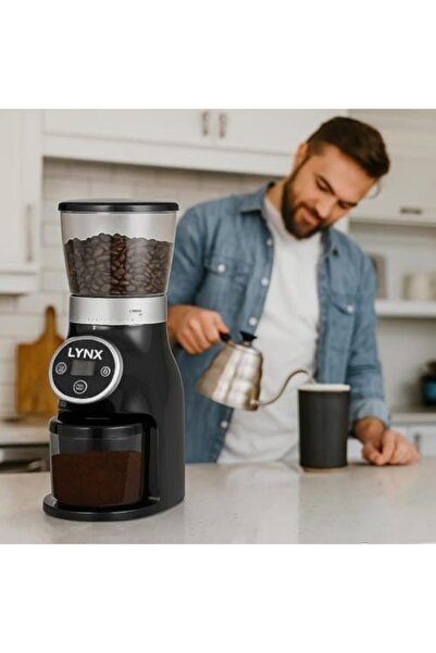 LYNX مطحنة قهوة كهربائية ذات شفرات مخروطية، 31 إعدادًا، شاشة رقمية، سعة 275 غرامًا - LY-CG-1244