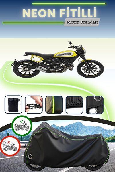 Cemku Fast غطاء محرك أسود نيون متوافق مع دراجة دوكاتي سكرامبلر فلات تراك برو