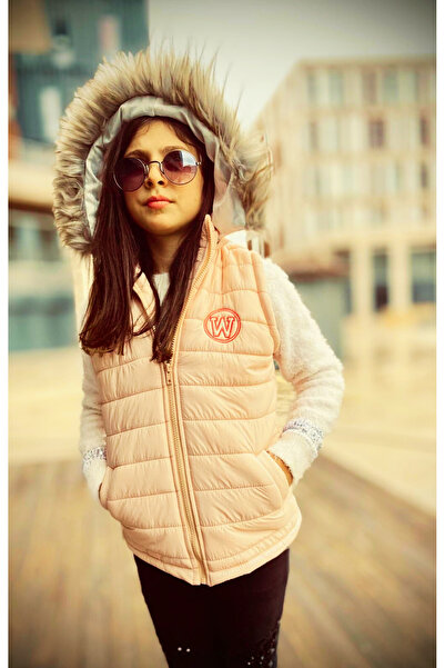 WENA KİDS Girl's Furry Hooded Puffer Vest