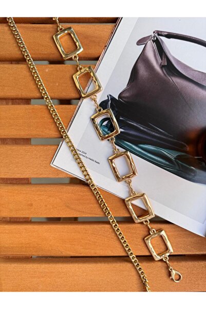 ila bags Centura de aur cu lanț pătrat