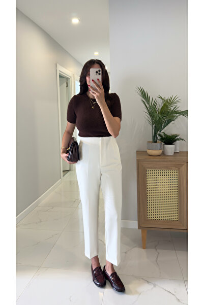 BİRCANÇİL Zr Lora Ecru Flatolu Trousers