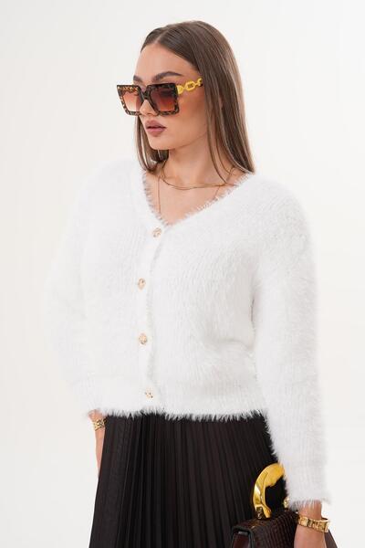 ŞİMAL Women's Bearded Knitwear Knitted Cardigan 255131 -