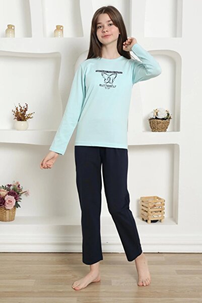 Beruflic طقم بيجامة بناتي من القطن الممشط باللون الأخضر المائي