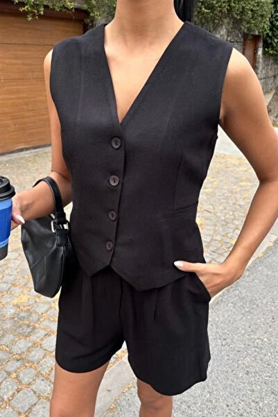 DEAG Vest Shorts Flared Linen Suit 1013317