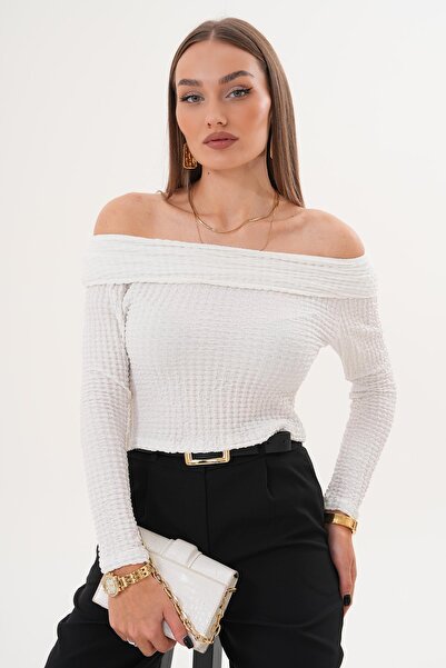 ŞİMAL Kadın Madonna Yaka Bürümcük Bluz 255269 -