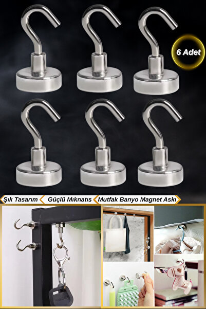 Hane Dostu 6 Adet Şık Tasarım Güçlü Mıknatıs Manyetik Mutfak Banyo Magnet Askı