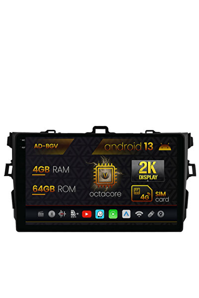 AutoDrop Navigatie Toyota Corolla (2007-2013),Android 13,V-Octa/4GB RAM+64GB ...