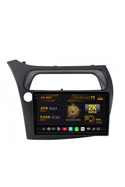 AutoDrop Navigatie Honda Civic Hatchback (2006-2011),Android 13,V-Octa/4GB RAM+64GB ROM,9.5"