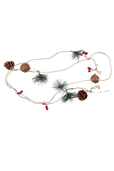 Flippy Instalatie Craciun cu baterii, 2 metri, 20 LED-uri tip ace si conuri de pin simple, Alb Cald,