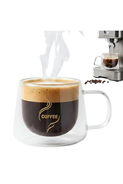 Köken Double-walled Mug, glass cup 200 ml, Borosilicate glass, for hot/cold drinks, Elegant, Transparent