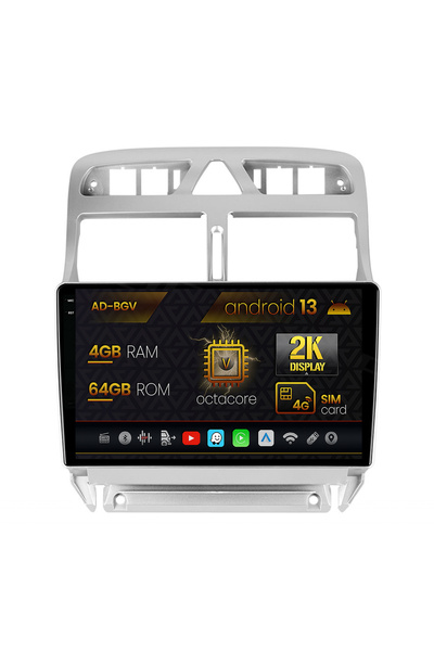 AutoDrop Navigatie Peugeot 307,Android 13,V-Octa/4GB RAM+64GB ROM,9.5"
