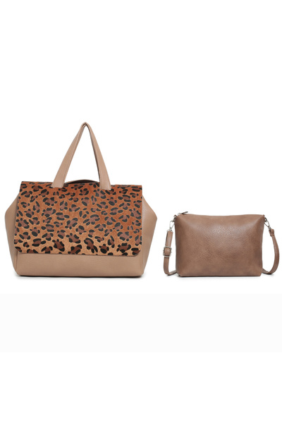 OEM Women's taupe leopard print bag