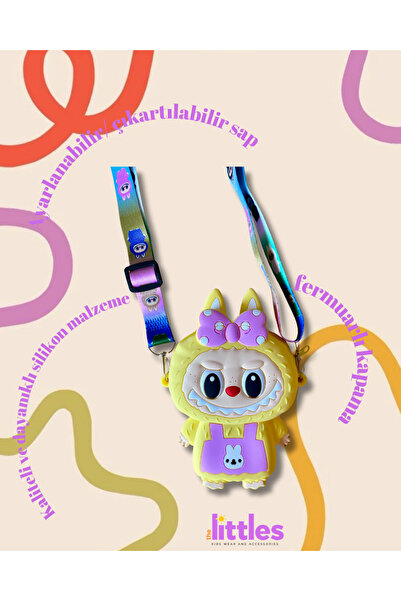 shop Kız Çocuk Labubu Model Çıkartılabilir Askılı Kahverengi Tek Gözlü Silikon Yan Çapraz Çanta Cüzdan