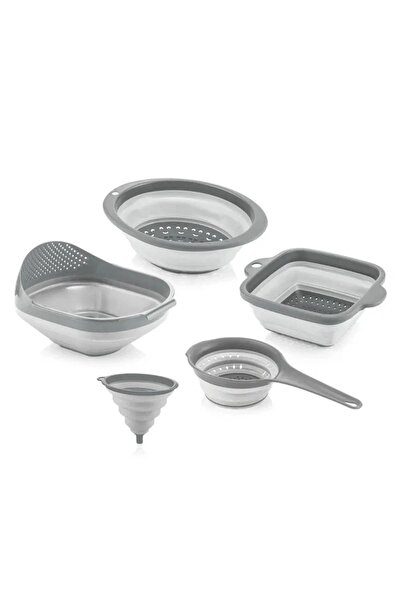 ORIAN 5-Piece Collapsible Plastic Kitchen Colander Set