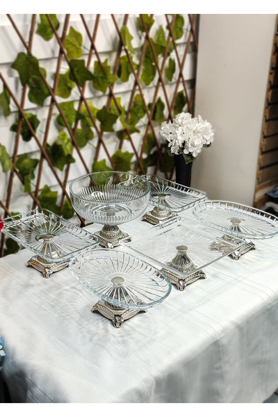 SEÇKİNEV Flow 6 Piece Pedestal Table Presentation Plate Set